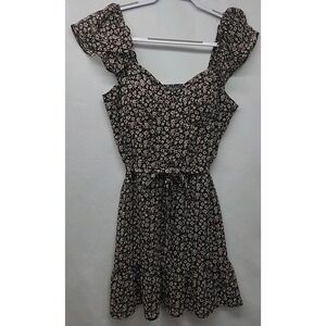 Lily Rose Dark Floral Summer dress Smocked Back baby Doll Y2K Whimsigoth Fairy L